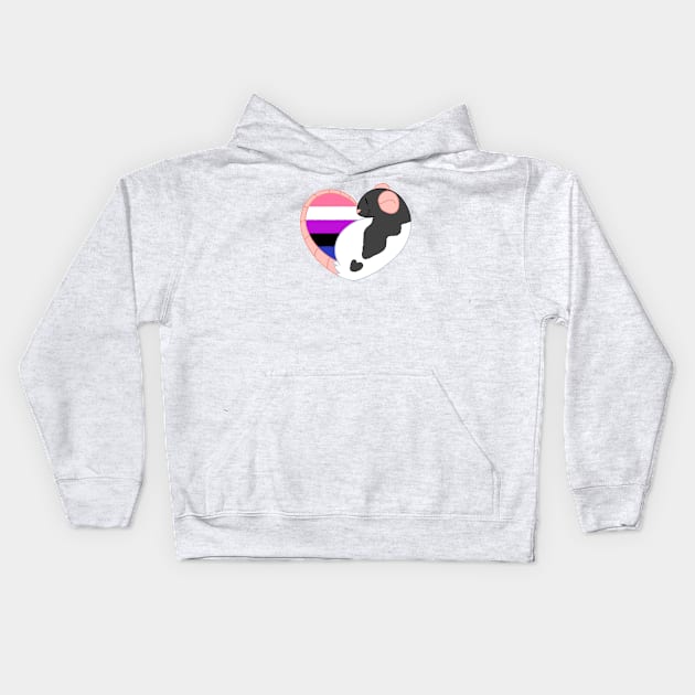 Genderfluid Pride Rat Kids Hoodie by Dandyrats